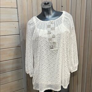 Laura Ashley Cream Relaxed Embellished Tunic